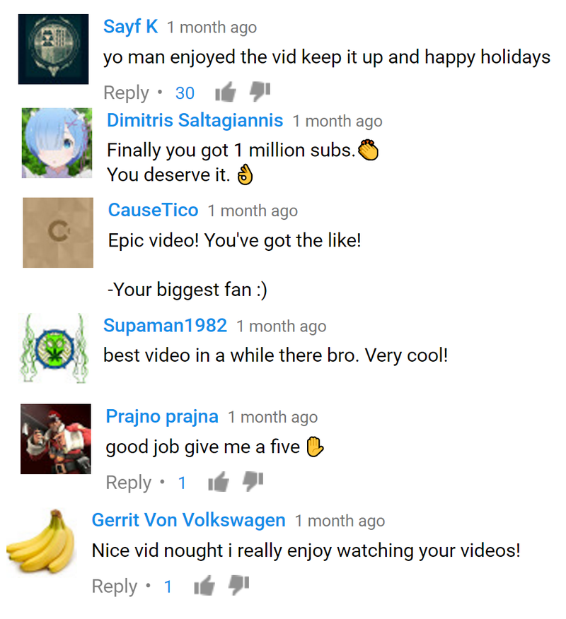 Comments from a NoughtPointFourLive video that Vucko believes is copying his original video